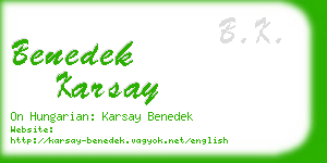 benedek karsay business card